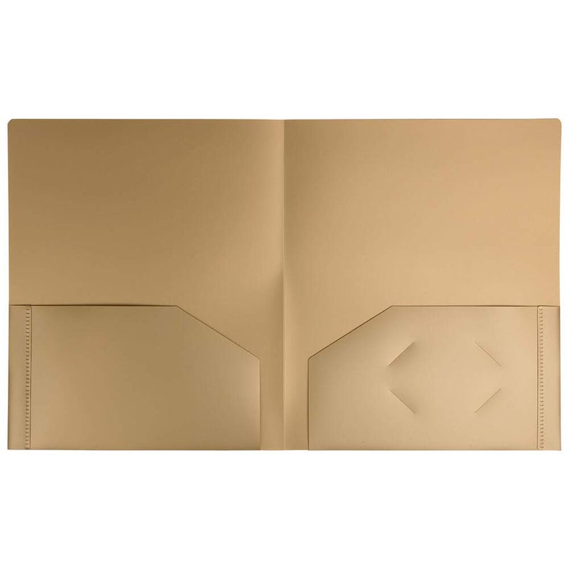 JAM PAPER Heavy Duty Plastic 2 Pocket Extra Tough School Folders - Gold - 6/Pack - Image 4